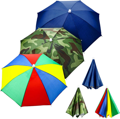 3 Pieces Rainbow Umbrella Hats Camouflage Fishing Cap Beach Umbrella Headband...