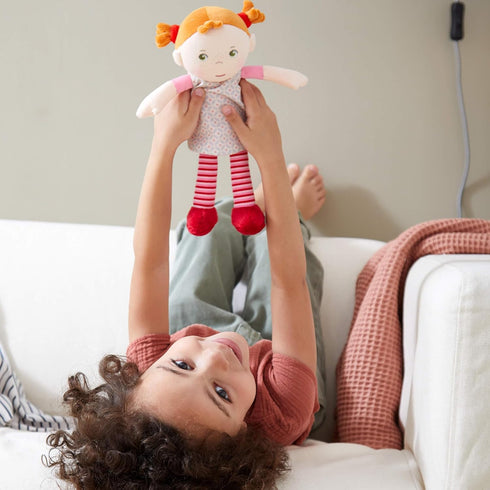 HABA Soft Baby Doll Roya - 10" Rag Doll with Red Pigtails, Pink Dress - Machine Washable Doll - Ideal Soft Doll for 2 Year Old Girls...