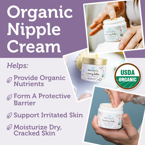 Era Organics Soothing Nipple Butter Breastfeeding Cream - USDA Organic Baby Friendly Balm to Calm and Moisturize Chapped, Sensitive Skin...
