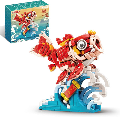 678 Piece STEM Building Block Toys 8.19" x 4.57" x 7.5"(L x W x H) Koi Fish Building Set with Base,Office or Home Decor,Creative Projects Crafts K...