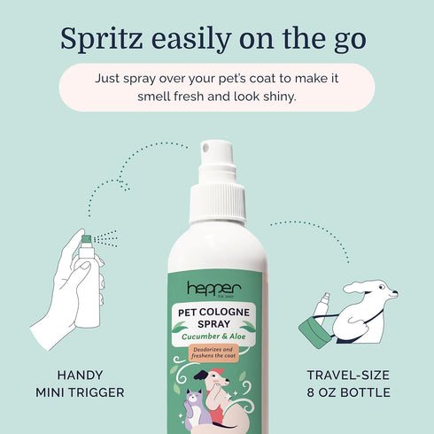 Hepper Pet Cologne Spray - Long-Lasting Dog/Cat Cologne & Perfume Spray for Pups/Kittens - Grooming Elegance & Enduring Fragrance! Aloe and Cucumb...