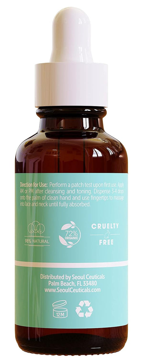 SeoulCeuticals Korean Skin Care Ginseng Serum - K Beauty Skincare with Green Tea + Centella + Royal Jelly - Cruelty Free & Organic for Dewy Glow 1...