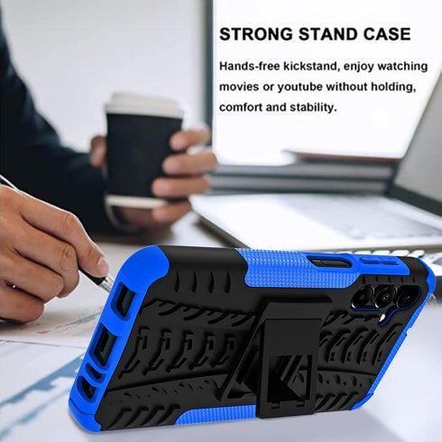 for Samsung Galaxy A15 5G Case with 2 Pack Screen Protector,Military Grade Shockproof, Heavy Duty Robust Bumper Cover with Kickstand for Galaxy A1...