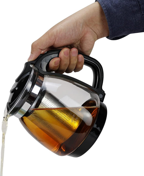Glass Teapot with Removable Infuser & Protection Base, Tea Maker Serving Pot for Blooming Tea Loose Leaf Tea - 1350ml/47oz...
