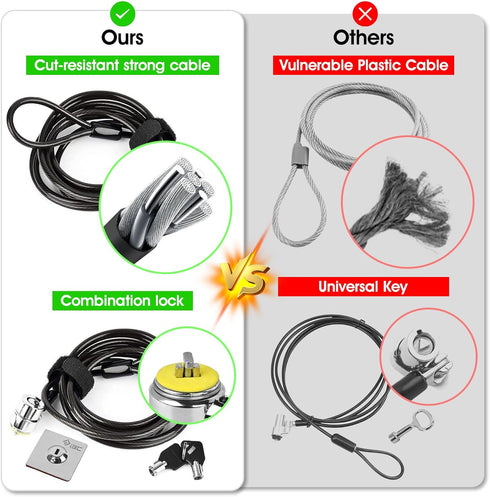 I3C Laptop Cable Lock, Hardware Security Cable Lock with Keys, Anti Theft Combination Lock for Laptop Monitor iPad Tablet MacBook HP Kindle Surfac...