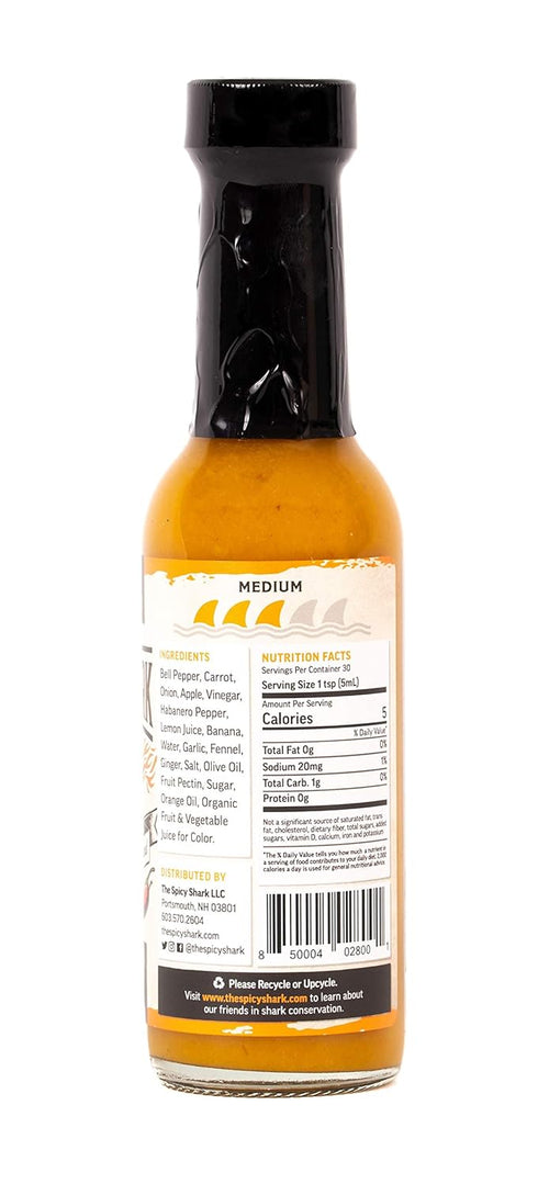 The Spicy Shark Original Hot Sauce - Vegan, Gluten Free and Made in the USA - Brand Featured on Hot Ones...