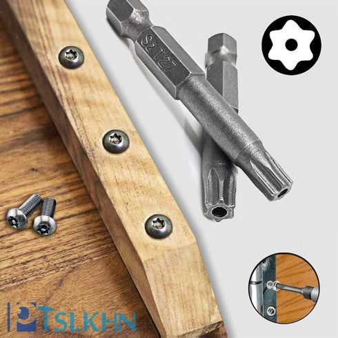 Torx Screwdriver Bit Set, PTSLKHN S2 Steel Magnetic Security Tamper Proof Star 6 Point Screw Driver Kit Tools, 12PCS 1/4" Hex Shank T5-T40 50mm Le...