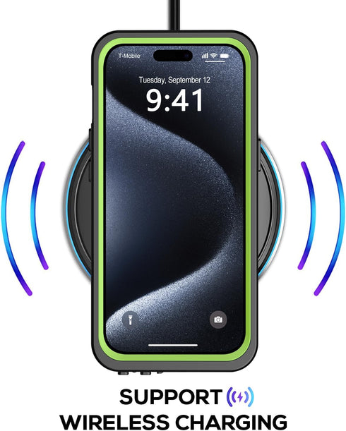 for iPhone 15 Pro Max Case Waterproof 6.1'', Full Protective Dustproof Shockproof Phone Case with Screen Protector for Apple iPhone 15 Pro Max (Gr...