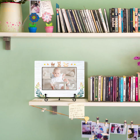 Baby Wooden Photo Frame Mothers Day Gifts Love Gifts for Mom Grandma Nana, Wooden Photo Frame with Iron Stand for Tabletop or Desktop Display, Hom...
