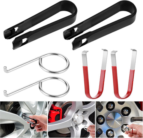6 Pcs Wheel Bolts Caps Removal Tool, Wheel Hub Cap Removal Tool Lug Nut Cover Removal Tool Nut Caps Lug Puller Hook Replacement Wheel Nut Wheel Bo...