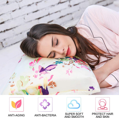 SLPBABY Silk Pillowcase for Hair and Skin with Hidden Zipper Print (Standard, Pattern5)...