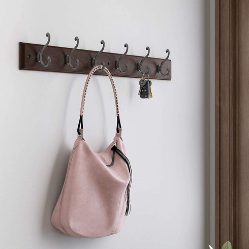 LIBERTY 165541 Wall Mounted Coat Rack with 6 Decorative Hooks, 27 Inch, Soft Iron and Cocoa...