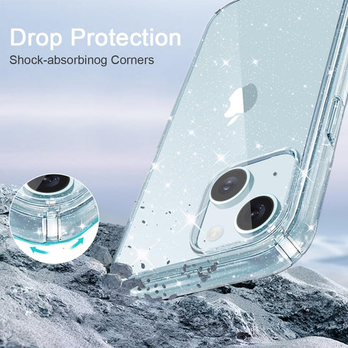Compatible with iPhone 15 Plus Case Cute, Clear Glitter Bling Sparkly iPhone 15 Plus Phone Cover for Women Girls, Shockproof Case for Apple iPhone...