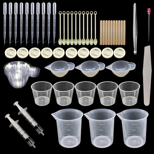 Woohome 66 PCS Epoxy Resin Tools Kit, Silicone Mold Tool Included Measuring Cup, Silicone Mixing Cups, Tweezers with Mixing Sticks, Dropping Pipet...