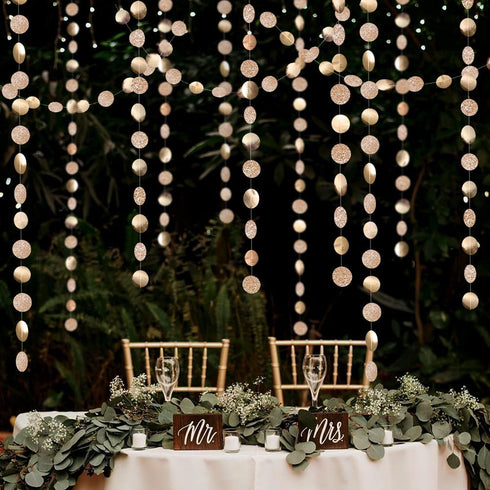 Decor365 Champagne Gold Birthday Decorations Glitter Gold Party Garland Decorations Circle Streamers Banner Backdrop Christmas New Year Eve NYE An...