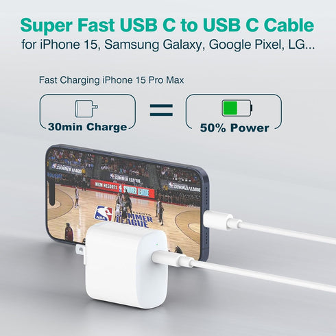 3.3 FT/1M USB C to USB C Cable for iPhone 15/15 Pro/15 Plus/15 Pro Max, MacBook Air MacBook Pro Charger, iPad Pro 13 12.9 11 inch, iPad Air 5 4, M...