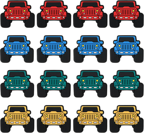 16 Pcs Truck Silicone Beads, EVERMARKET Cars Silicone Focal Beads for Pens, Cute Truck Silicone Beads Bulk, Rubber Loose Spacer Beads for Keychain...