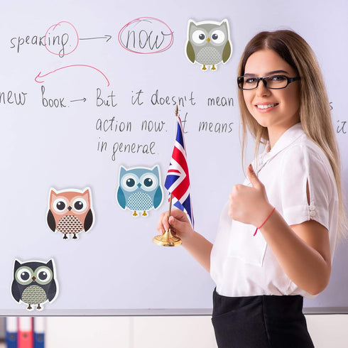 4 Pieces Cute Owl Erasers Magnetic Owl Whiteboard Eraser Animal Shaped Dry Erase Chalkboard Erasers with Felt for Classroom Office Home (Random Co...