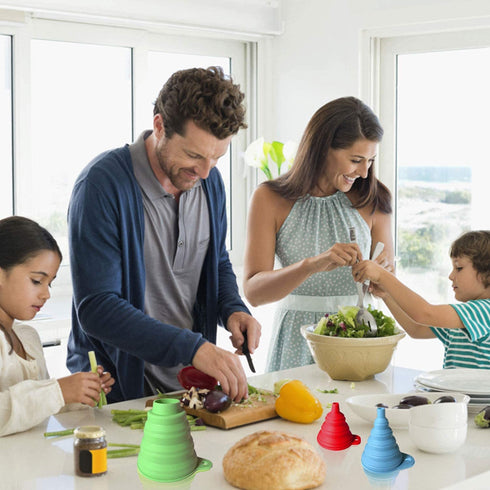 Kitchen Funnel Set of 3, Large Medium and Small, Kitchen Gadgets Accessories Food Grade Silicone Collapsible Funnels for Kitchen Use Filling Bottl...