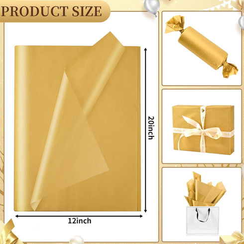 100 Sheets Gold Tissue Paper 12 x 20 Inches Recyclable Gold Wrapping Paper Bulk for DIY Crafts Birthday Baby Shower Christmas Gift Wrapping Crafts...