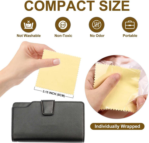 SEVENWELL 50pcs Jewelry Cleaning Cloth Yellow Polishing Cloth for Sterling Silver Gold Platinum Small Silver Polish 8x8cm...