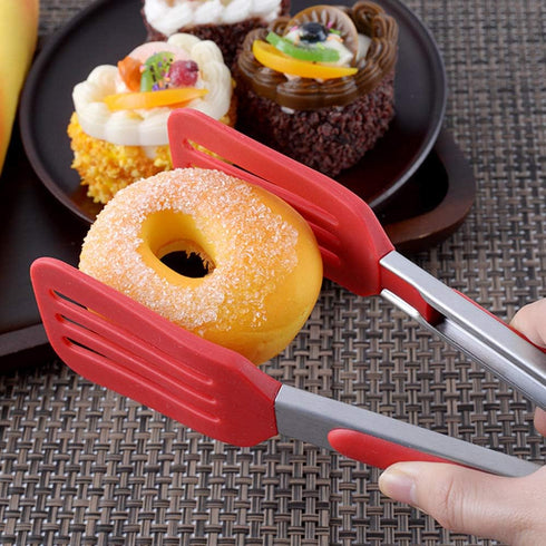 Cooking Tongs 9 inches and 12 inches Stainless Steel Kitchen Silicone Serving Tong Heat Resistant Meat Turner Spatula Tong Fish Tongs with Locking...