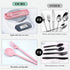 4 Sets Travel Utensils with Case, Cutlery Set Chopsticks Fork Spoon Knife with Case, Reusable Plastic Utensils Sets for Lunch Box Accessories,Port...