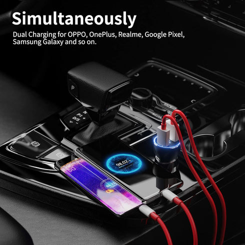 Car Charger SuperVOOC 80W for OnePlus 12R 12 11 10t 10 Pro, SuperVOOC Warp Charger for OnePlus Open Pad Nord 9 Pro 8 7T 6 6T 5 5T LED Display Dual...