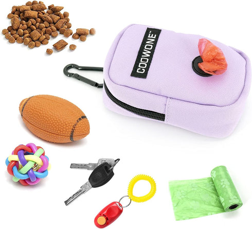 COOWONE Small Treat Pouch Dog Treat Bag with Dog Bags Dispenser Dog Waste Bag Dispenser for Leash Portable Walking Bags Poop Bag Holder Hand Free ...