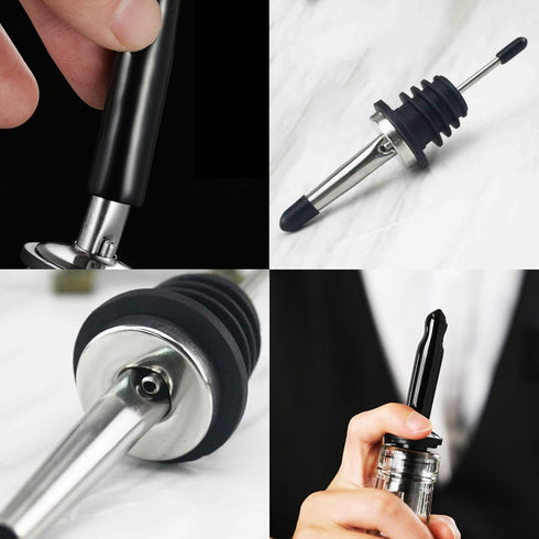 Liquor Pour Spouts with Dust Caps - Speed Pourer Nozzles for Alcohol & Liquor Bottles | Pro Bar & Home Use Bartender Accessories with Leak-Proof &...