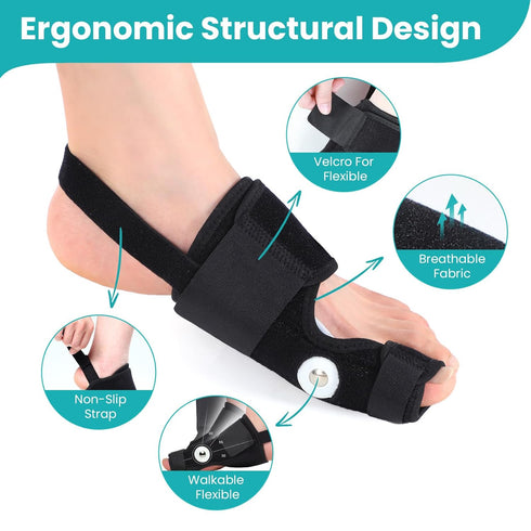 Bunion Corrector for Women & Men - 1 Pair Adjustable Splint Brace with Soft Gel - Pain Relief Bunion Pads & Toe Straightener with Non-Slip Strap...