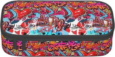 Graffiti Wall, Hip Hop Art Large Pencil Case With Zipper Compartments Stationery Pencil Bag For Kids Teens Students School Supplies...