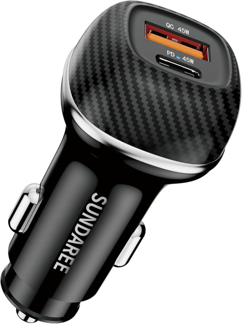 SUNDAREE Car Charger with Plug Outlet, 90W USB Car Charger Fast Charging, PD PPS QC 3.0 USB Cigarette Lighter Charger for iPhone and Samsung and M...