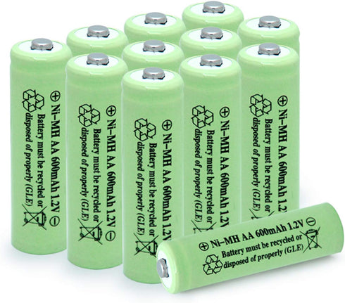 AA Solar Light Batteries NIMH 600mAh 1.2V Double A Rechargeable for Garden Lawn Landscaping Solar Lights Remotes Mice(12Pcs)...