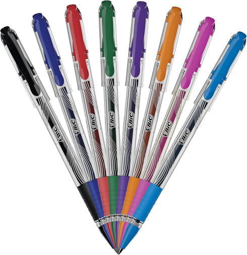 BIC Gel-ocity Smooth Stic Gel Pen, Medium Point (0.7mm), Assorted Colors, 8-Count, Vibrant and Smooth Gel Ink Pens...