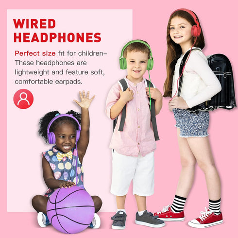 rockpapa 950 Wired Headphones for Kids Girls Boys for School Classroom with Microphone, On-Ear Foldable Corded Headphones with Jack 3.5mm for Lapt...
