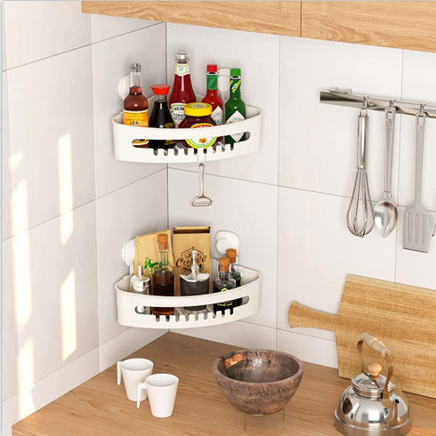 LUXEAR Corner Shower Caddy Suction Cup No-Drilling Removable Shower Caddy Basket Powerful Suction Bathroom Shower Shelf Waterproof & Rustproof Org...