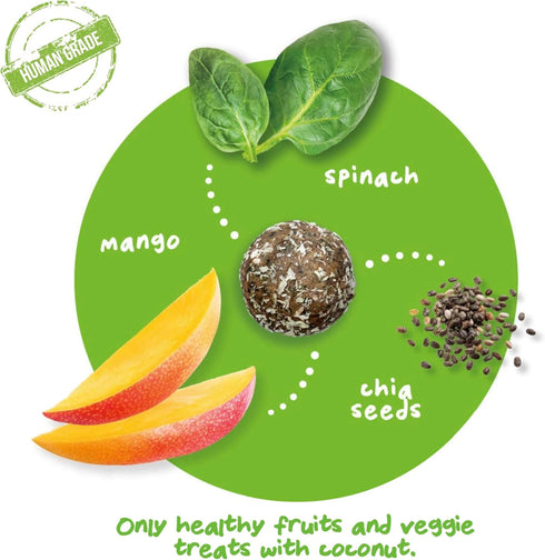 Dog Training Treats | Healthy Low Calorie Dog Treat | Vegan Dog Snacks | Small Dogs Medium Dogs Large Dogs | Mango Chia Spinach Coconut Coated | 1...