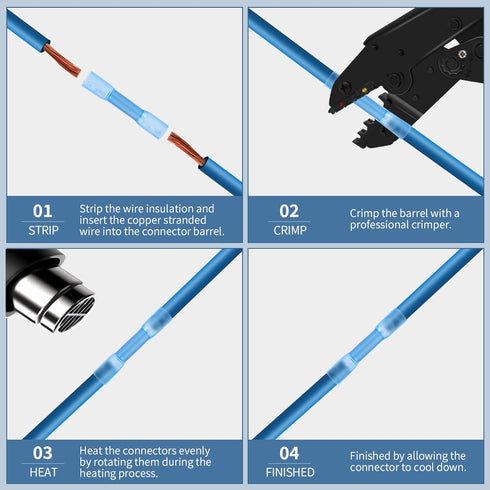 200pcs Heat Shrink Butt Connector, Waterproof Crimp Electrical Wire Connector, Butt Splice Terminal Best for Repair and Maintenance. Suitable for ...