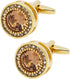 Round Brown Crystal Golden Cufflinks for Men Lady In Gift Case Zircon Gemstone Men's Cufflinks Jewelry Set for Wedding Anniversary Business Party ...