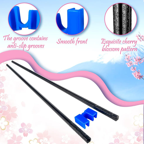 Tessco for you 5 Pairs Training Chopstick Helpers Reusable Chopsticks for Beginner Non Slippery Replaceable Practice Heat Resistant Holder with Cl...