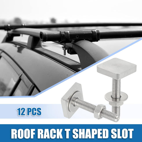 Car Roof Rack T Shaped Slot Bolt M6 W/Nuts Washer T Shaped Track Bolts Roof Rack Cargo Carrier Bolt Accessories Stainless Steel (Pack of 12)...