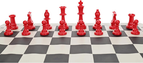 WE Games Color Bright Plastic Staunton Tournament Chess Pieces with 3.75 in. King - Half Chess Set of Chess Pieces Only, Red...