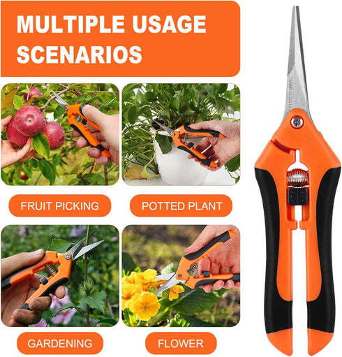 Wevove Pruning Shears, Garden Shears,6.5 Inch Gardening Scissors Hand Pruner with Straight Precision Stainless Steel Blades 1Pack(Orange)...