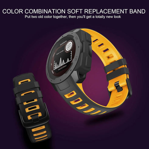 ANCOOL Compatible with Garmin Instinct 2 Band, Soft Silicone Watchband Replacement for Garmin Instinct Tide/Esports/Solar/Tactical Smartwatches, B...