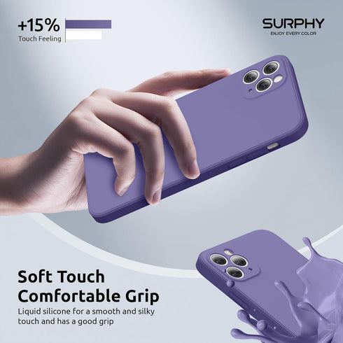 SURPHY Square Design for iPhone 11 Pro Case with Camera Protection, Straight Edges Liquid Silicone Phone Case for iPhone 11 Pro 5.8 inches, Iris P...