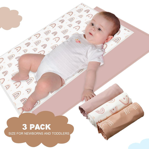Geelin 3 Pcs PU Baby Diaper Changing Pad 20 x 28 Inches Foldable Portable Changing Mat Travel Waterproof Changing Pad Liner for Baby, Small Toddle...