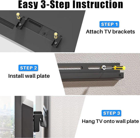 Drywall Studless TV Wall Mount, No Stud TV Wall Mount for 12-55 Inch TVs, Drywall TV Mount Load Up to 100 Lbs, Low Profile, VESA 100x100mm to 400x...
