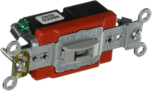Leviton 1221-2GL 20-Amp, 120/277-Volt, Toggle Locking Single-Pole AC Quiet Switch, Extra Heavy Duty Spec Grade, Gray......