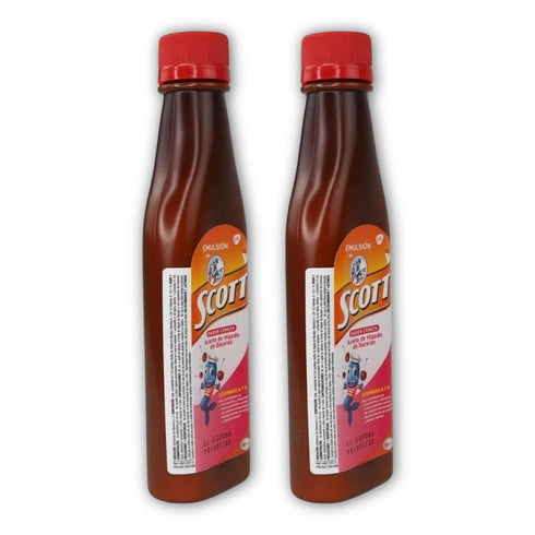 DECA EXPERTS Emulsion de Scott Aceite de hígado de bacalao sabor Cereza - pack de 2 de 6.1 fl oz - 180 ml - con vitamina A y calcio, suplemento di...